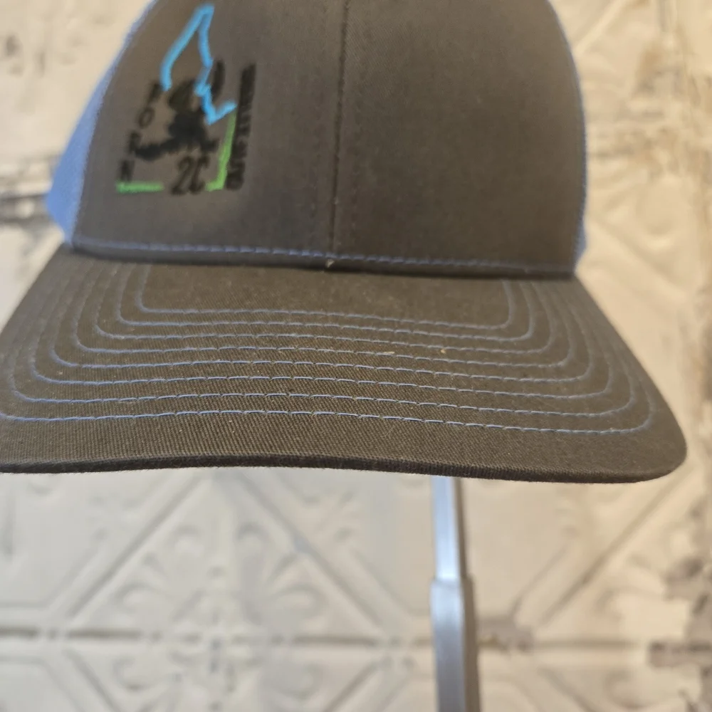 Richardson Style - 112 Trucker Hat Blue and Grey Mesh Embroidered Design